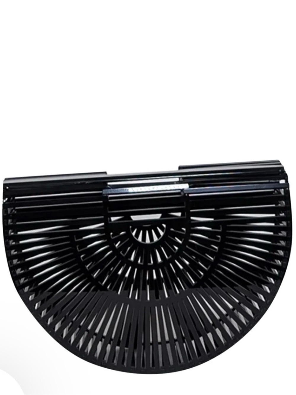 cult gaia Black Semi-Circle Slatted Clutch